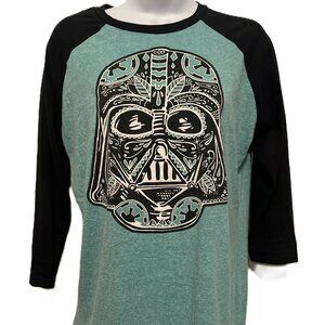 Pop Culture-vibe Star Wars Darth Vader "Day of the Dead" Raglan Tee, Men's Med